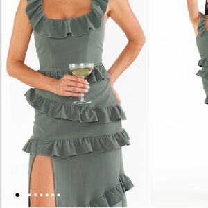 Greta Deep Sage Stretch Dress ~ Size Large ~ Show Me Your MuMu